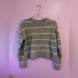 Lightly Worn Yellow And Gray Striped Fall Sweater- Women’s Small
